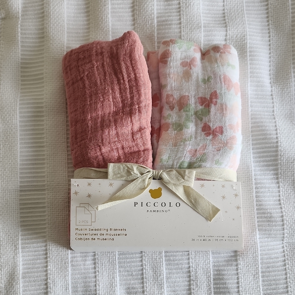 NWT Piccolo Bambino Muslin Swaddle Blankets